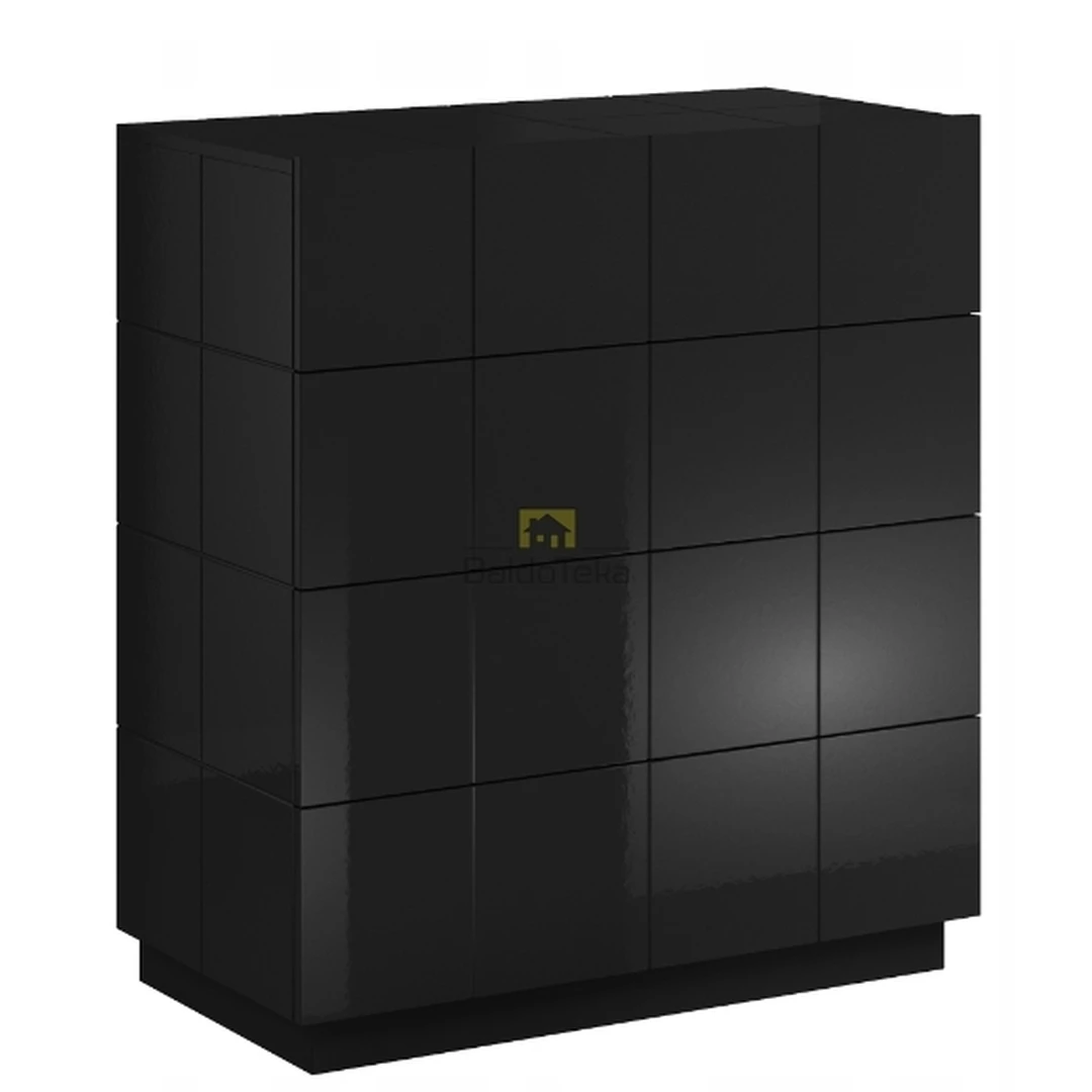 Modernus juodas blizgus MDF stalas su apšvietimu