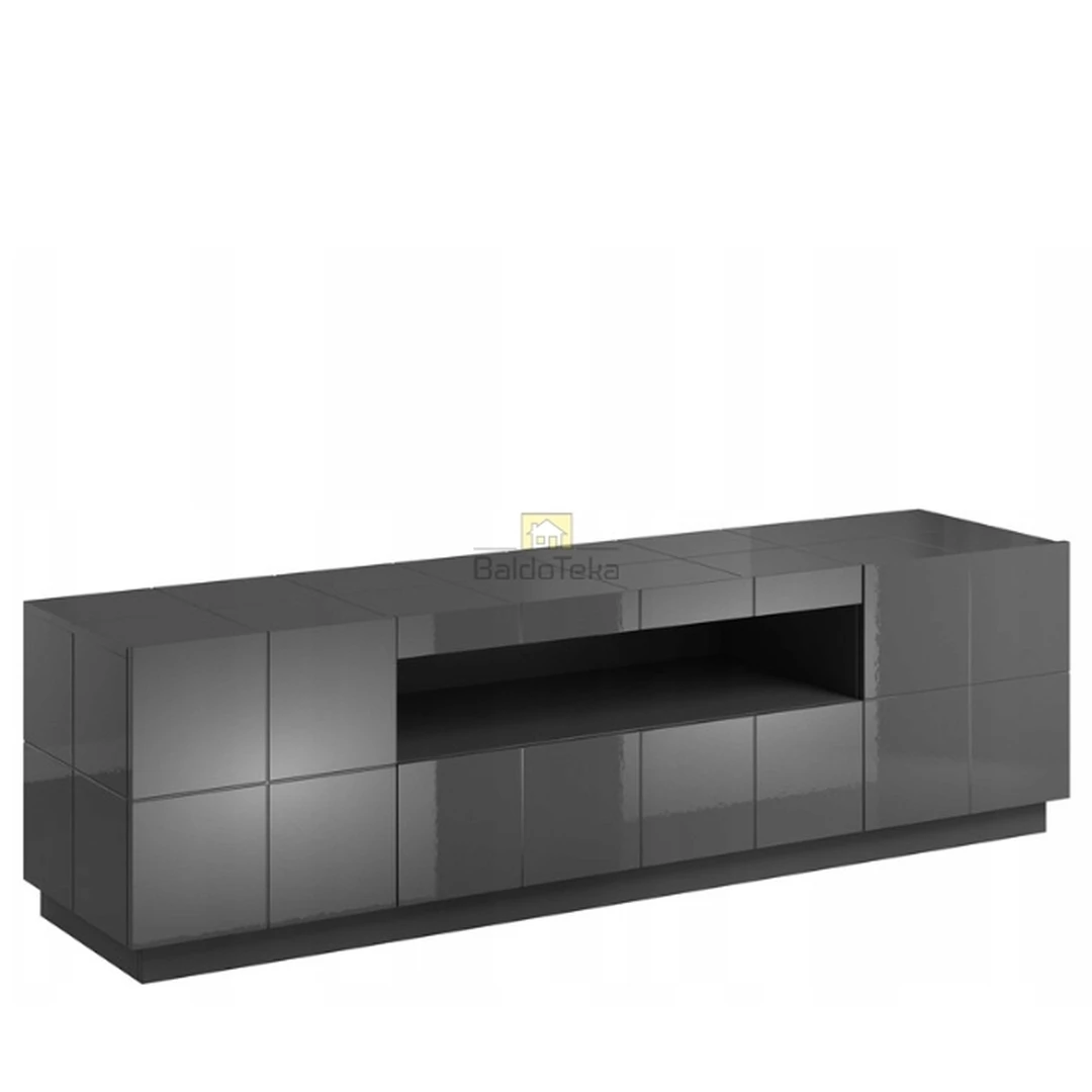 Moderni grafitinė blizgi TV spinta su apšvietimu