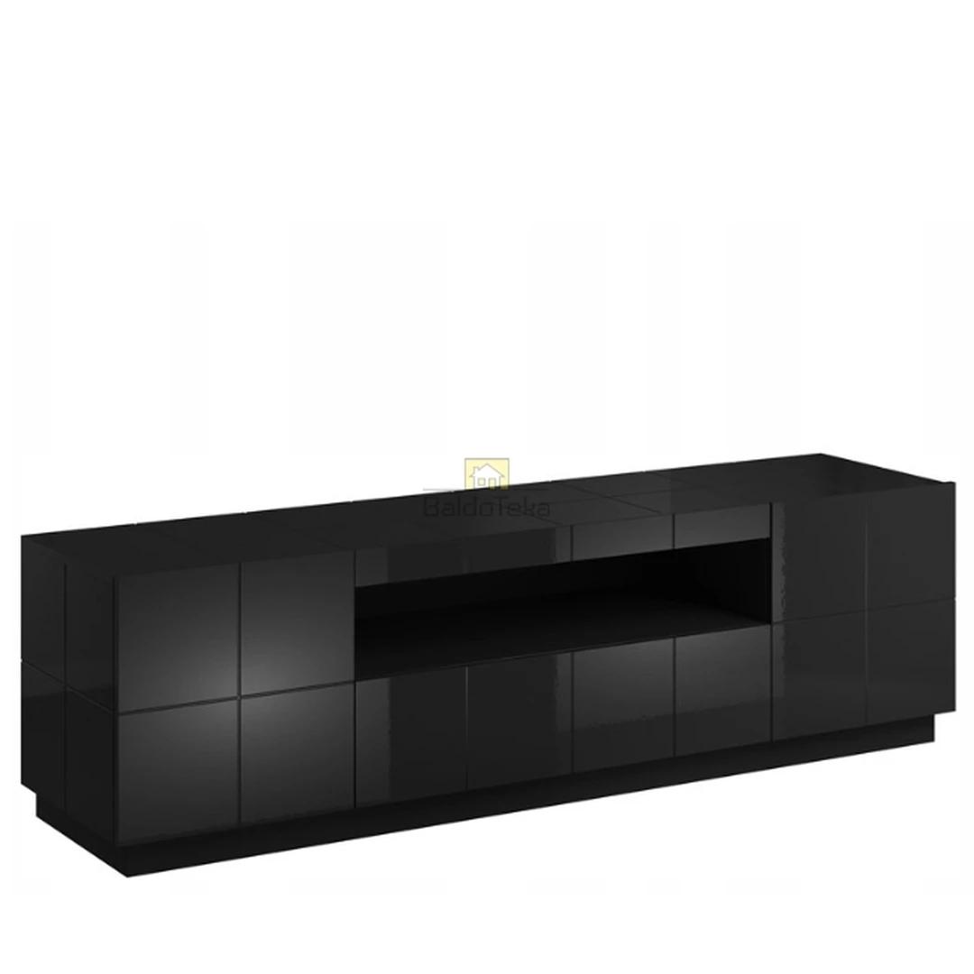 Moderni juoda blizgi MDF spinta su apšvietimu