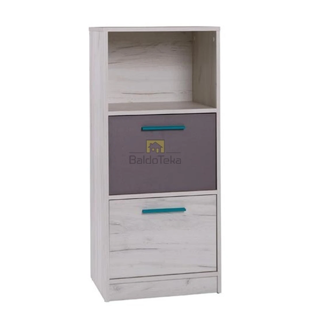 Šiuolaikiška LMDP spinta Craft balta/pilka, individualūs rankenėlių spalvų pasirinkimai