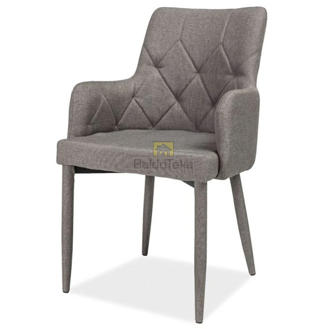 Elegantiškas gobeleno ir metalo kėdė – pilka spalva