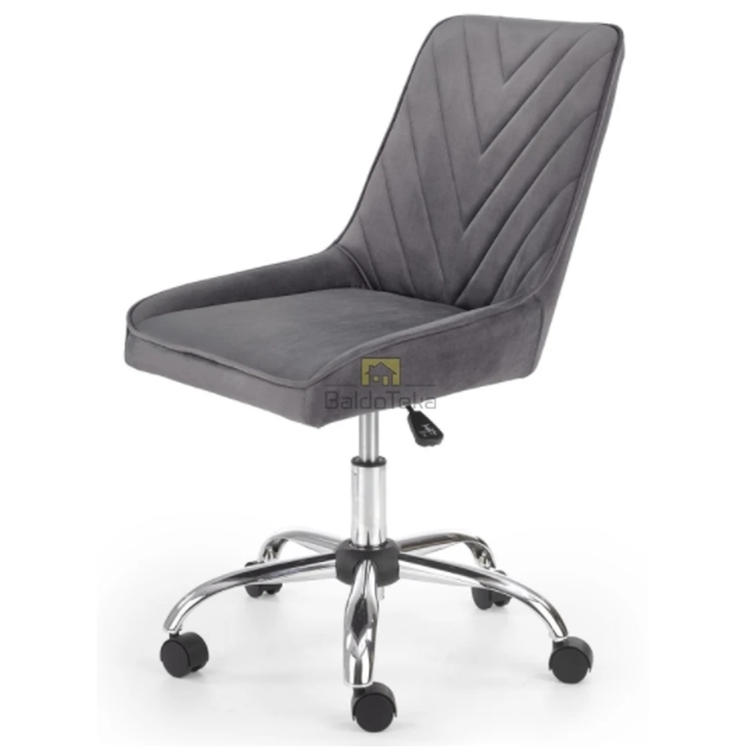 Pilki veliūriniai kėdės su metalu ir reguliuojamu aukščiu