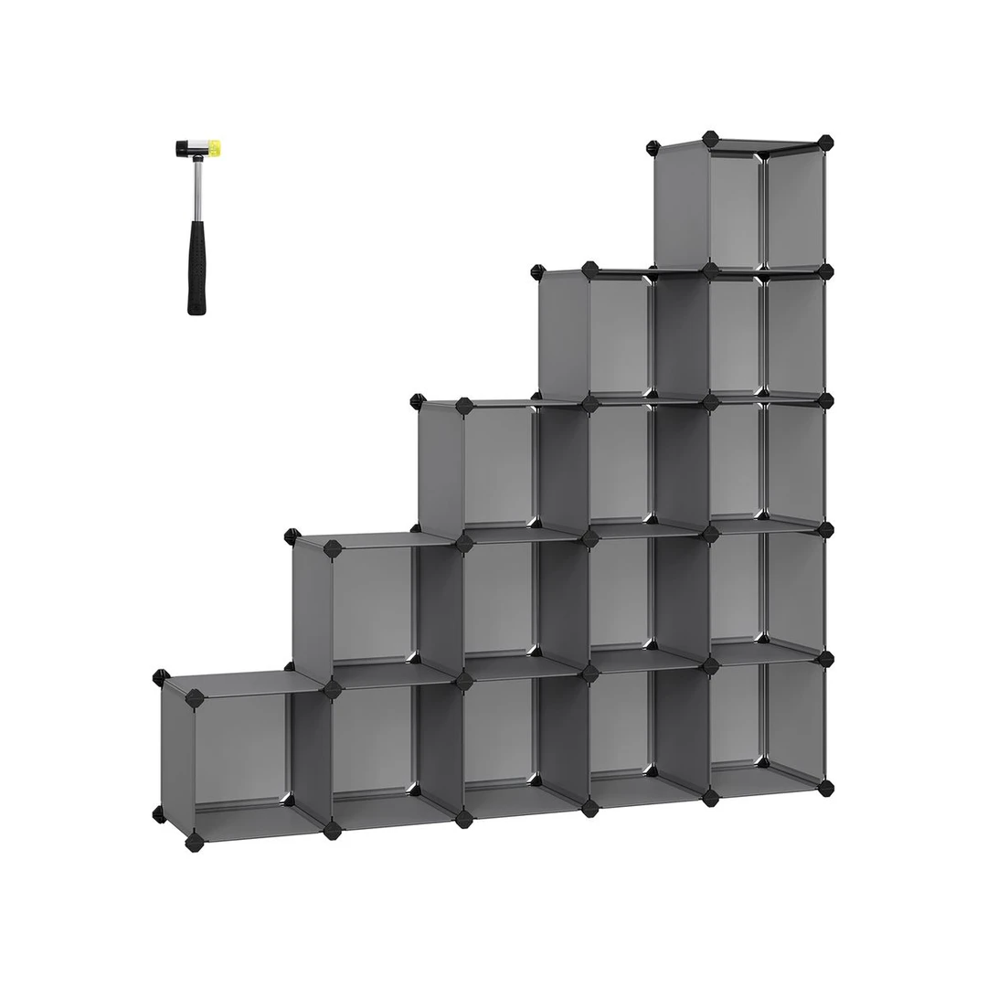 Rinkinys iš 15 batų dėžių 30x30x30cm., pilkos spalvos - Batų dėžės, stovai