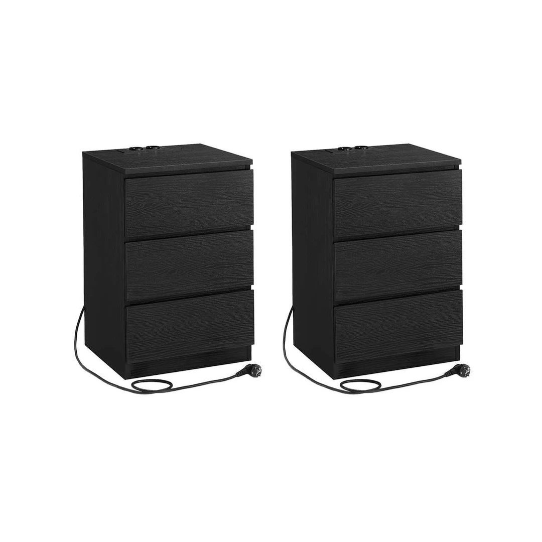 2 naktiniai staliukai juodi minimalistiniai