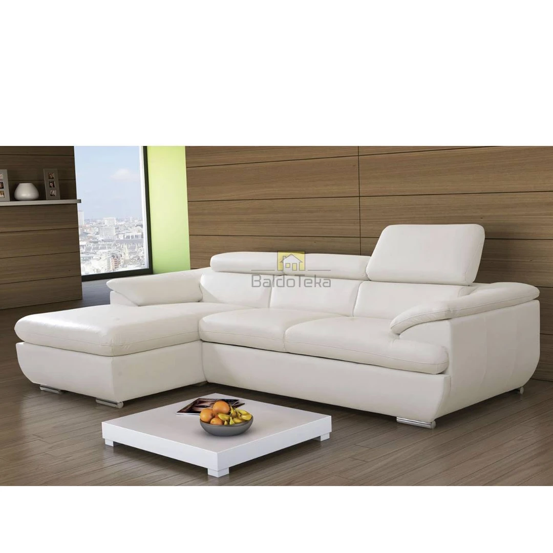 Natūralios odos minkšti sofos su reguliuojamais galvūgaliais