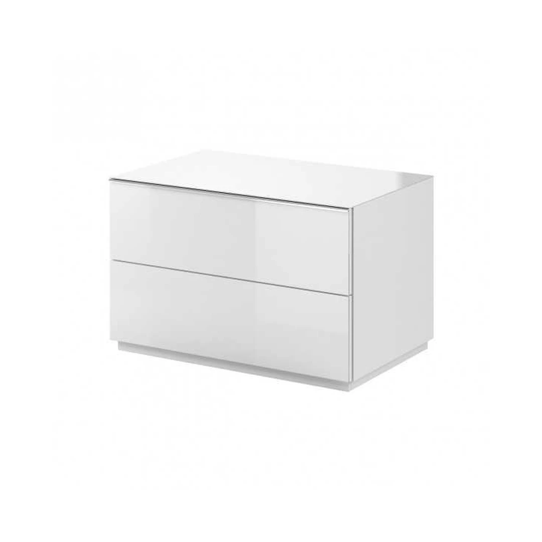 Šiuolaikiška pakabinama balta spintelė su stiklu