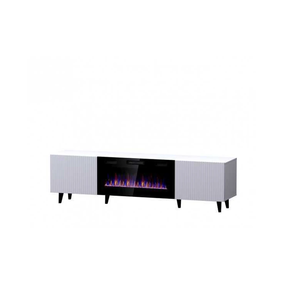 Šiuolaikinė baltos komodos su juodomis kojomis