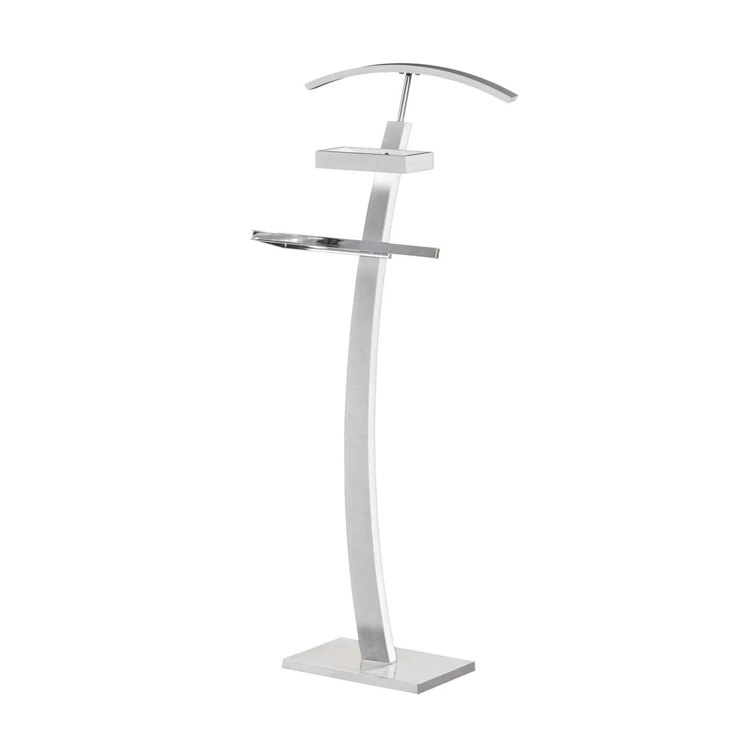 Šiuolaikiška balta kėdė su lankstytu medžiu ir chromuotu plienu