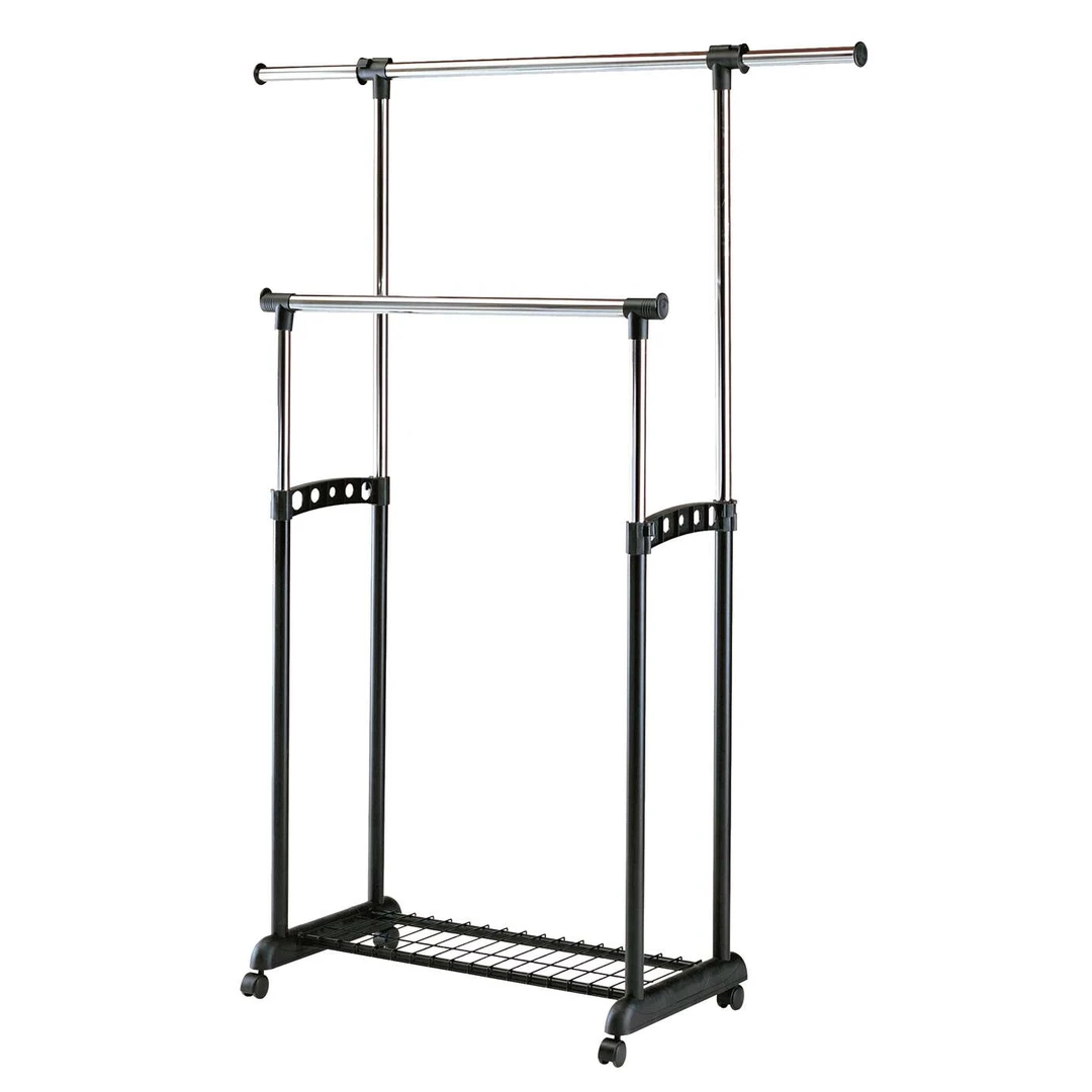 Reguliuojamo pločio ir aukščio juodi stalai su chromuotu plienu