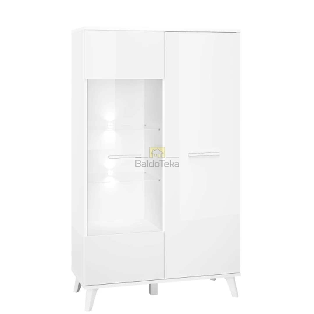 Stylus baltas matinis spintos stalčius su tylaus uždarymo sistema