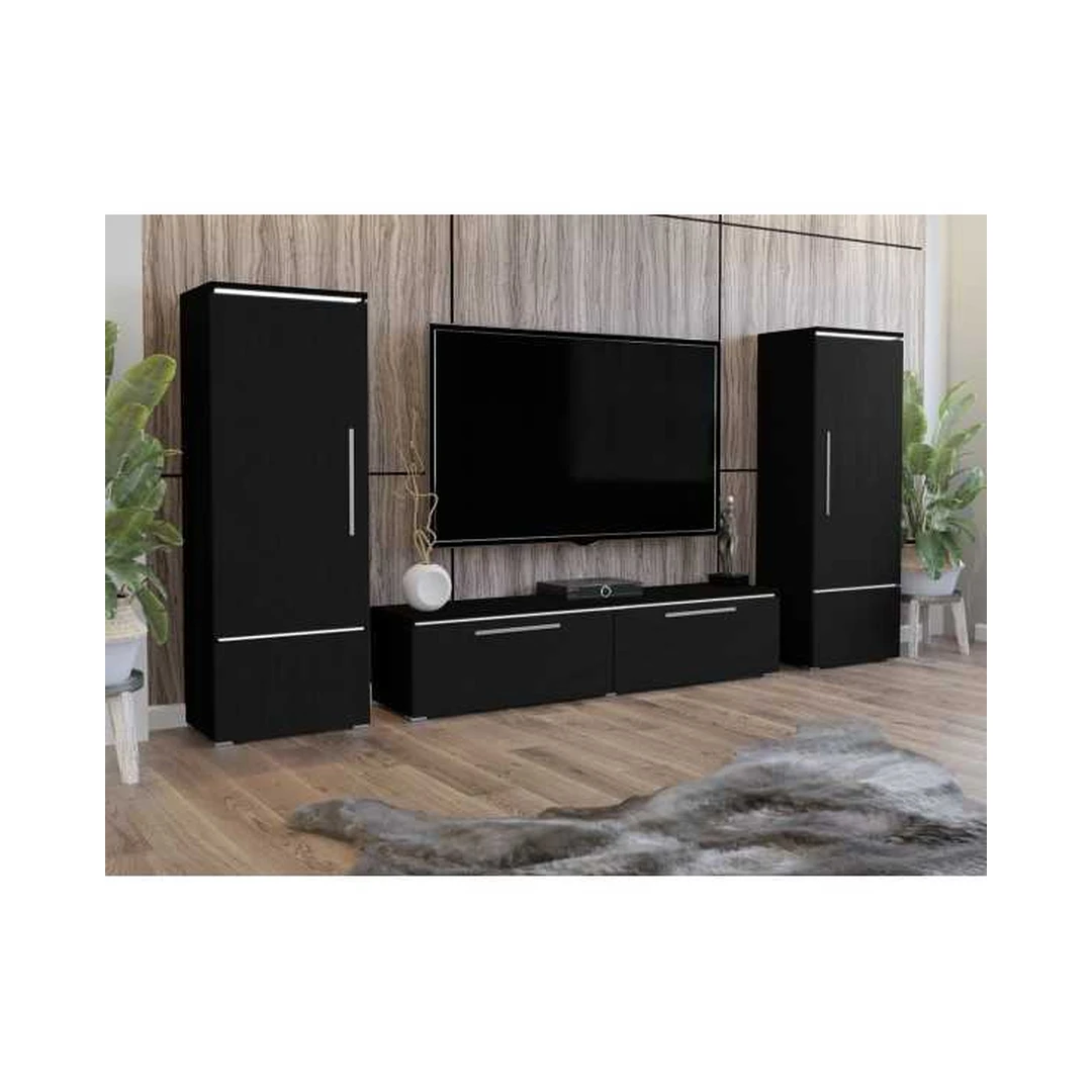 Moderni juoda spinta su LED apšvietimu