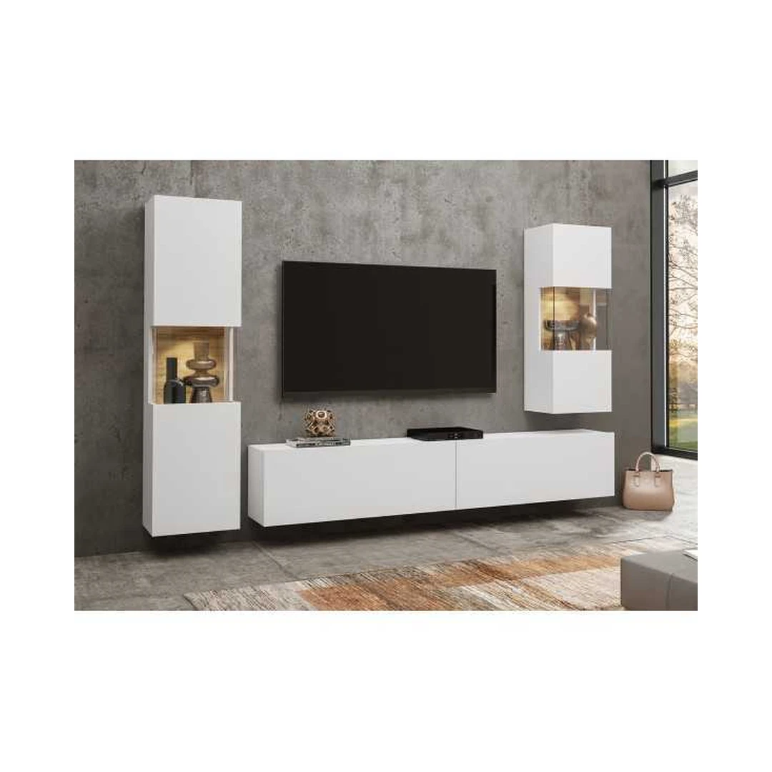 Moderni pakabinama indaujų ir RTV spintelė komplekte