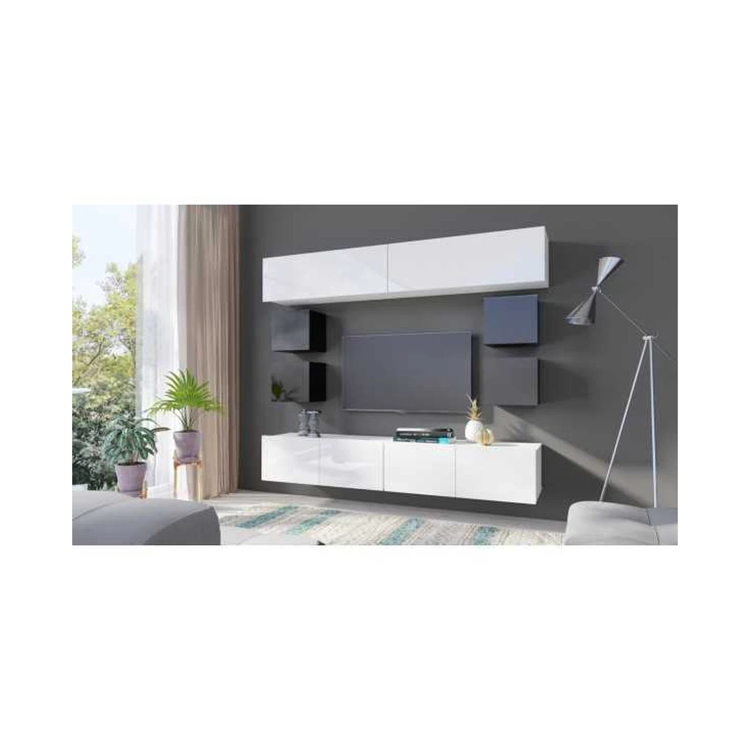 Šiuolaikiškas pakabinamų baldų rinkinys su LED apšvietimu