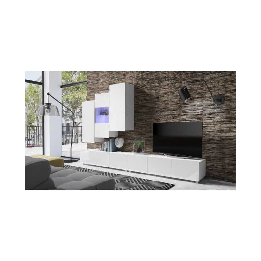 Moderni pakabinama spintelė su stiklu ir LED apšvietimu