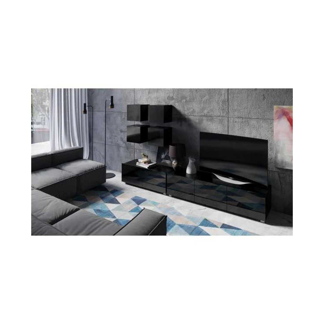 Moderni juoda RTV spintelių kolekcija su LED apšvietimu