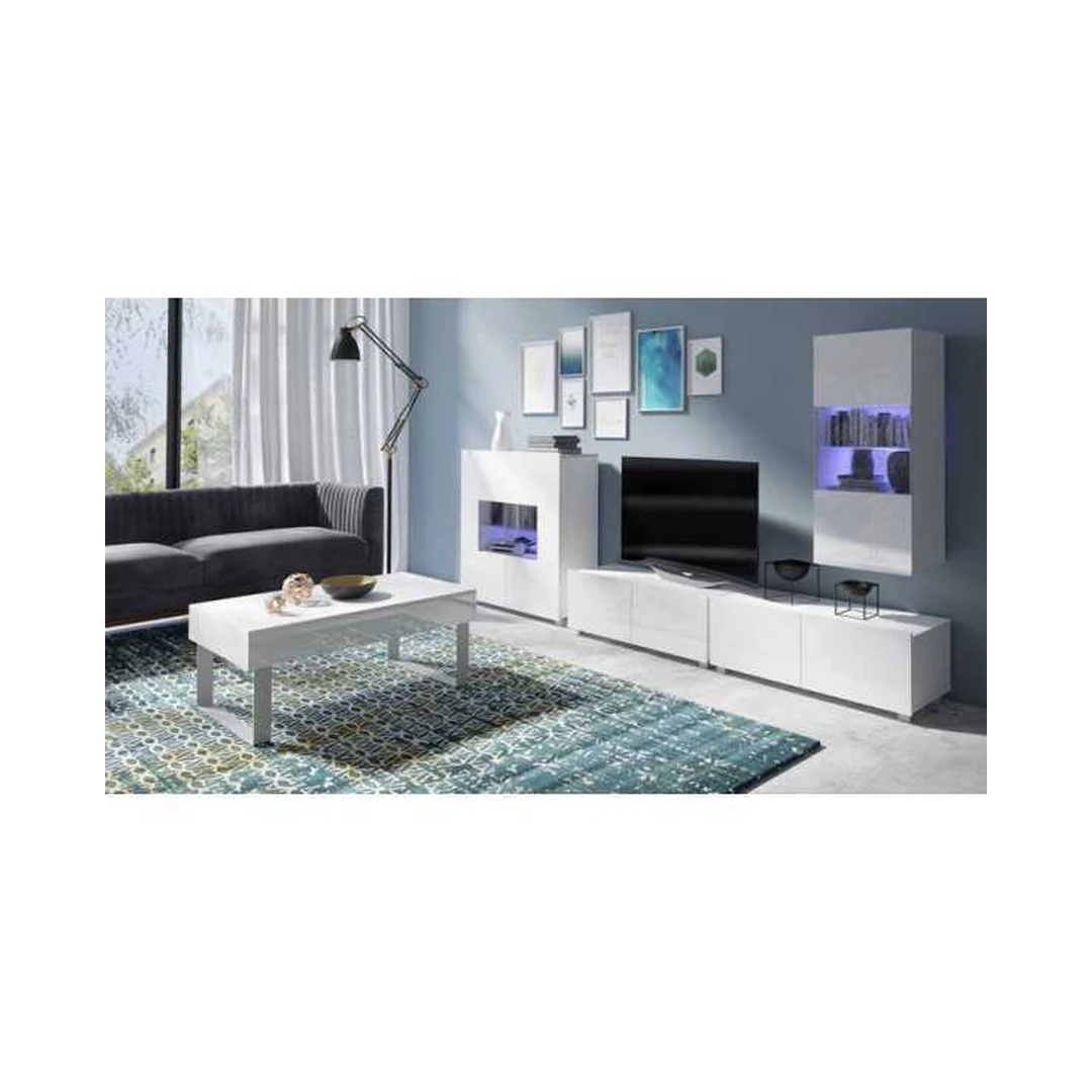 Modernus baltų baldų komplektas su LED apšvietimu