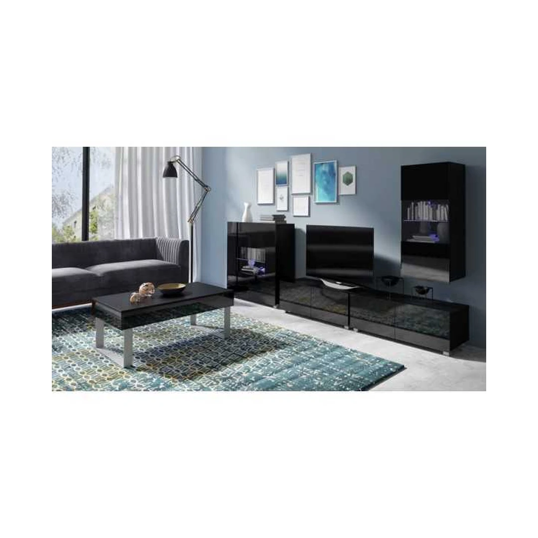 Juoda blizgi spinta su stiklu ir LED