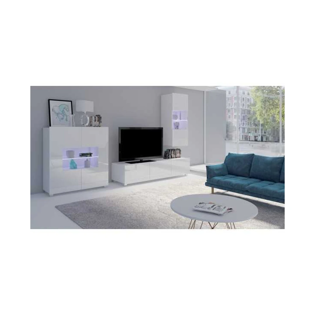 Modernus baltų baldų komplektas su LED apšvietimu