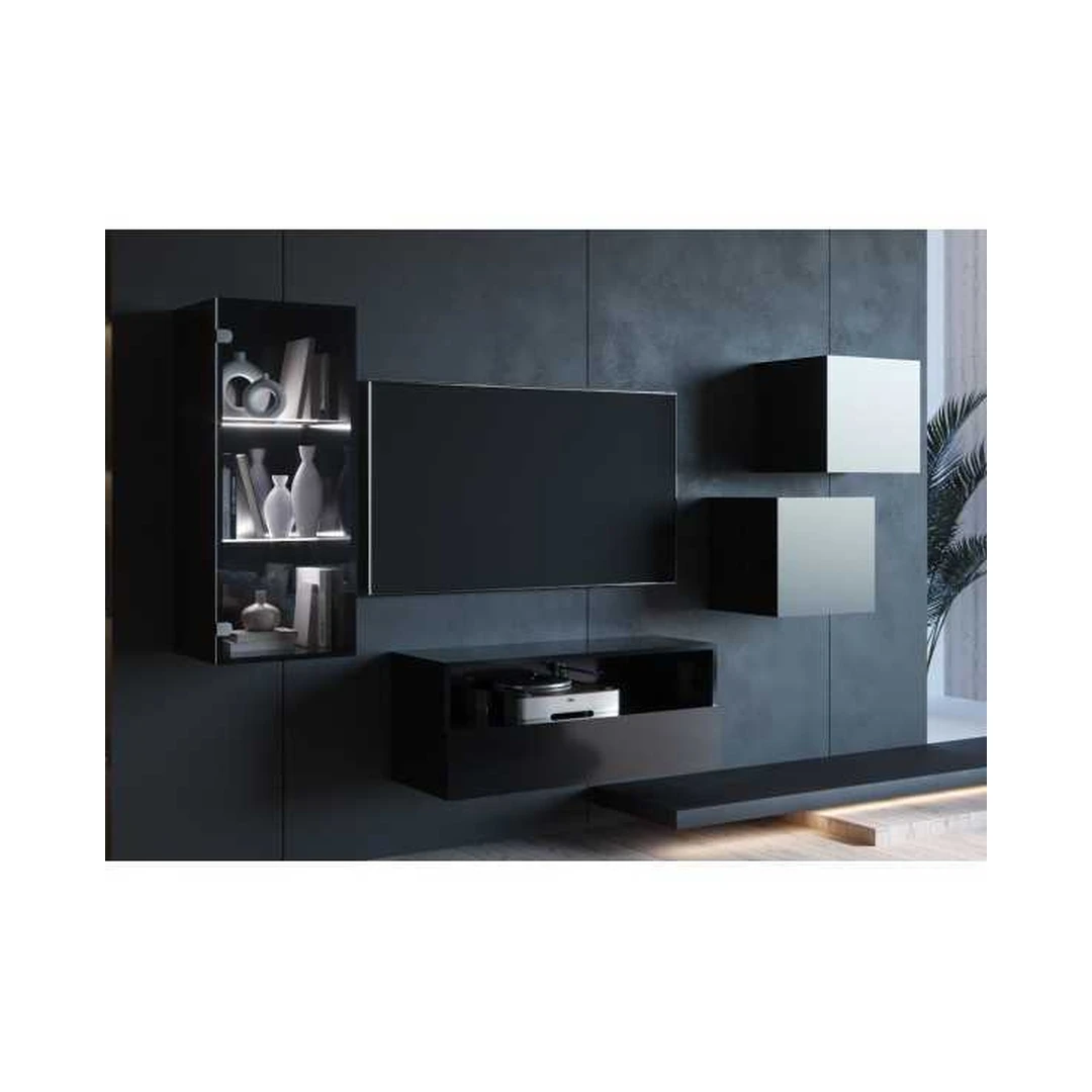 Maža sieninė spintelė juoda blizgi