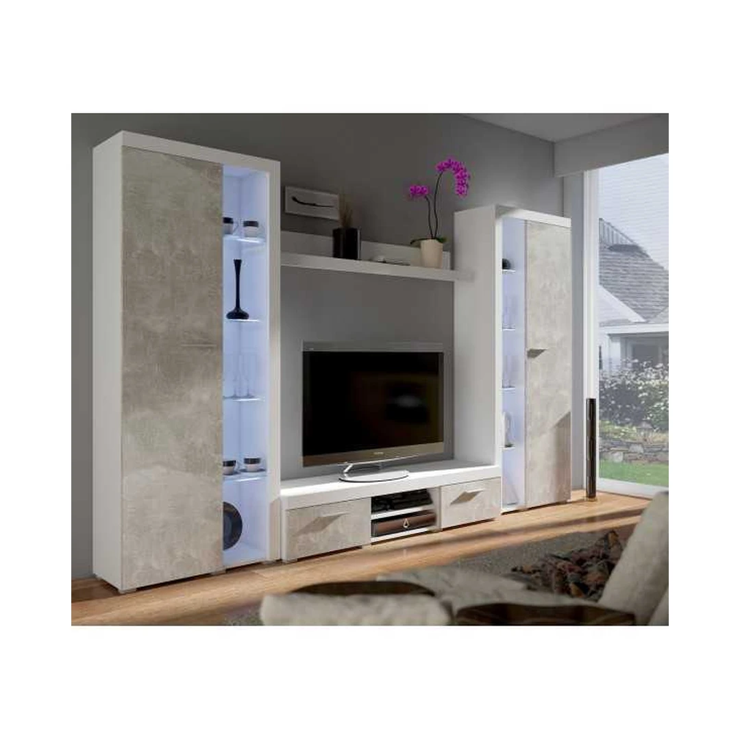 Šviesaus betono RTV spinta su LED apšvietimu