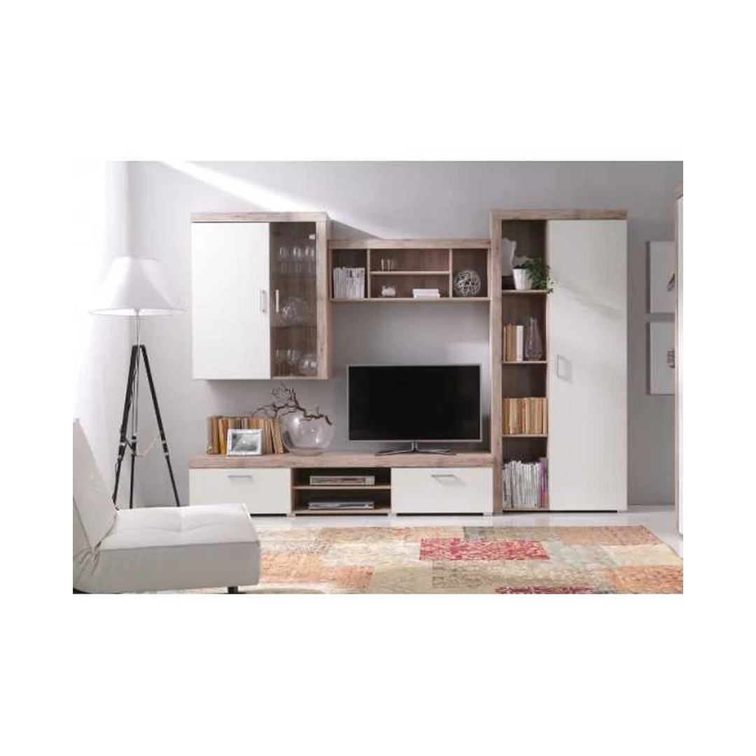 SM2 Uždara knygų spinta su lentynomis – slyva arba kremas