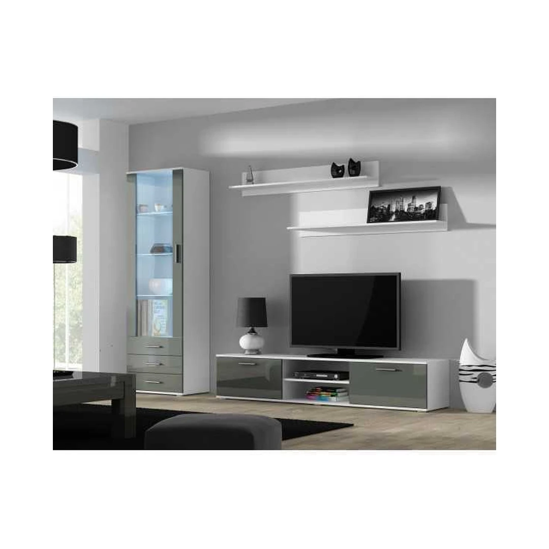 Modernus baltas ir pilkas SOHO baldų komplektas su LED apšvietimu