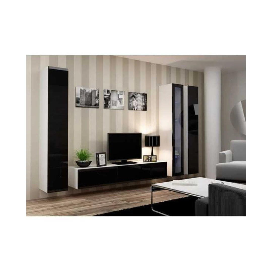 Moderni TV spintelė su LED apšvietimu ir stiklinėmis lentynomis