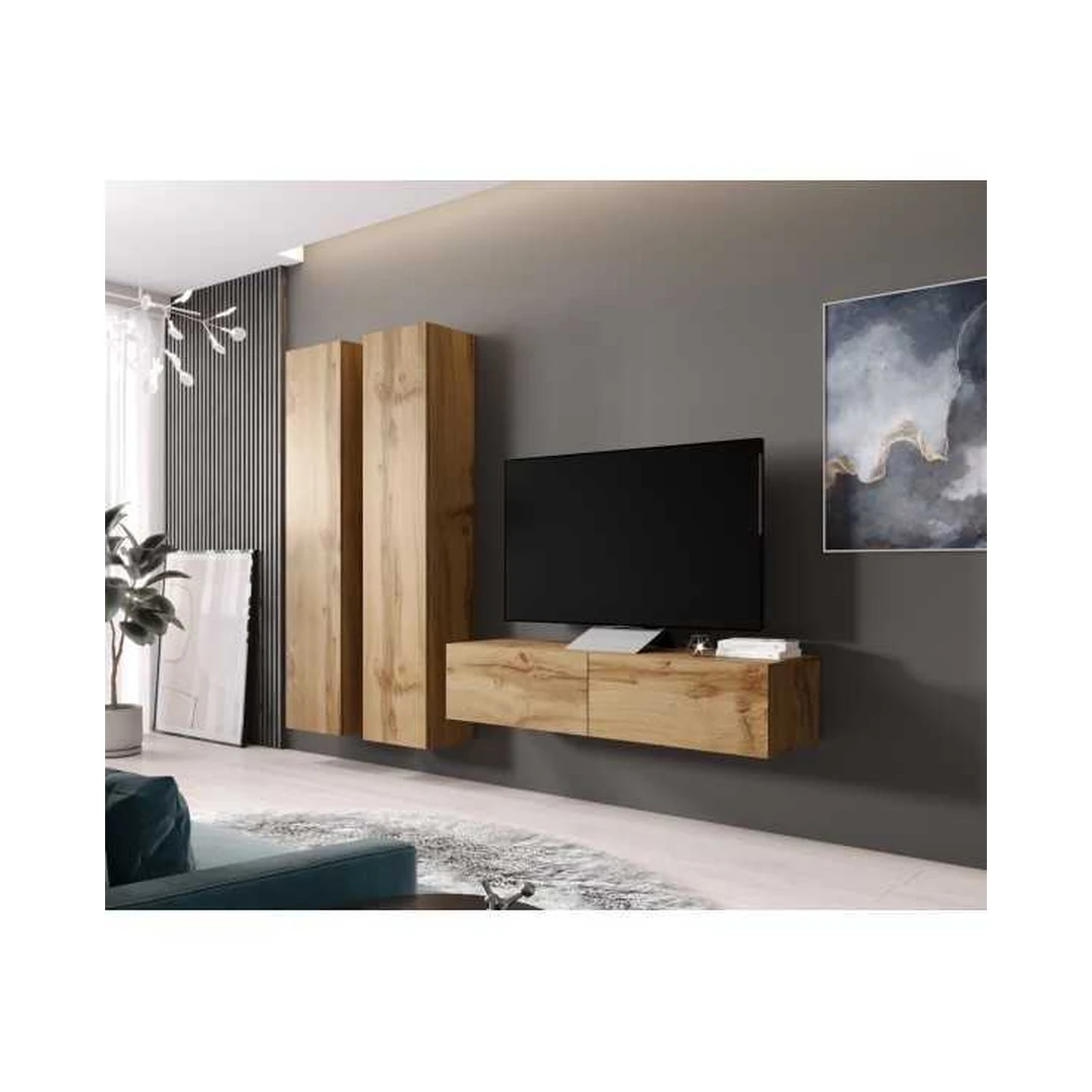 Moderni ąžuolinė TV spinta su vitrinomis VIGO VG4
