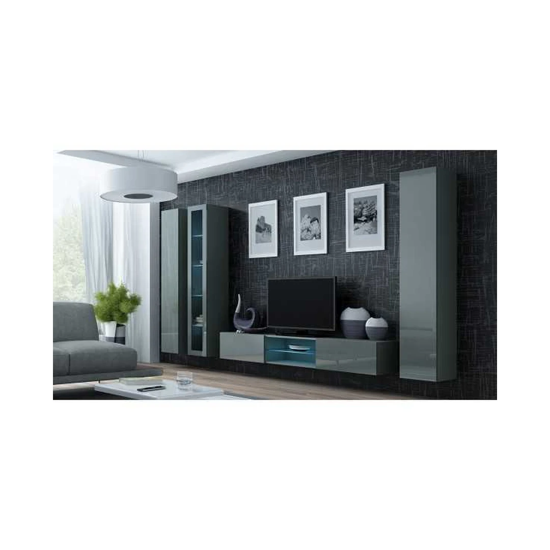 Moderni stiklinė TV spinta su LED apšvietimu