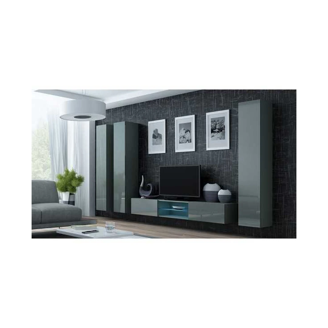 Moderni stiklinė TV spintelė su LED apšvietimu