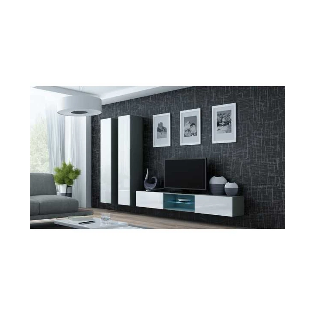 Moderni stiklinė TV spintelė su LED apšvietimu