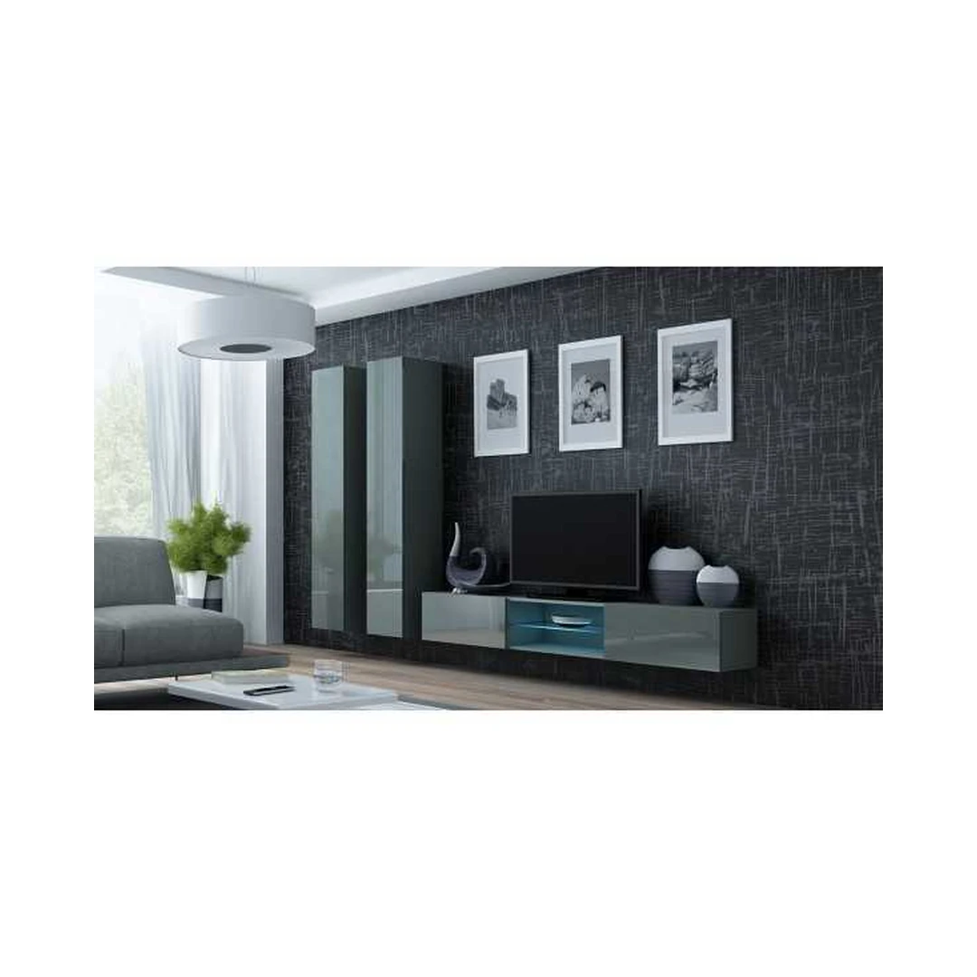 Moderni stiklinė TV spintelė su LED apšvietimu