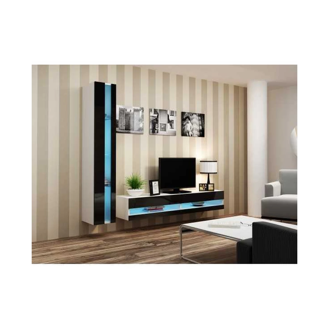 Moderni juoda ir balta spinta su LED apšvietimu