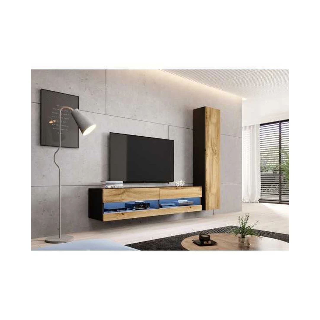 Moderni juoda matinė spinta su RTV spintele VIGO