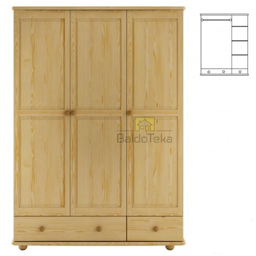 Ergonominė pušinė lova 131x190x57 cm