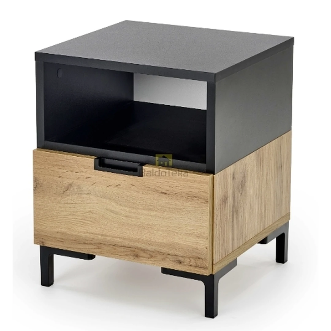 Stylish Oak Wotan & Black Storage Box