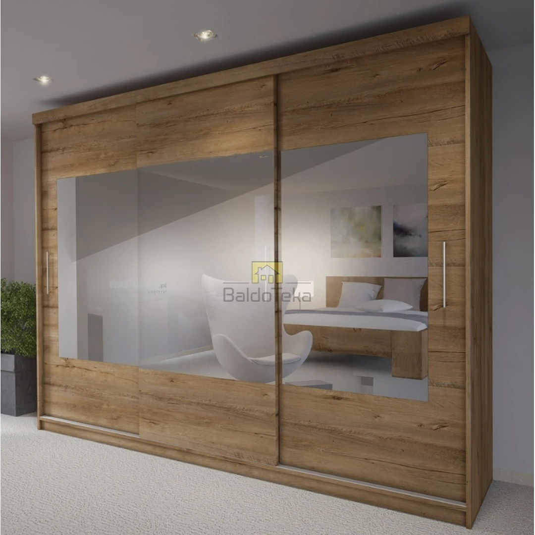 Erdvi šiuolaikinė spinta su veidrodžiais ir apšvietimu