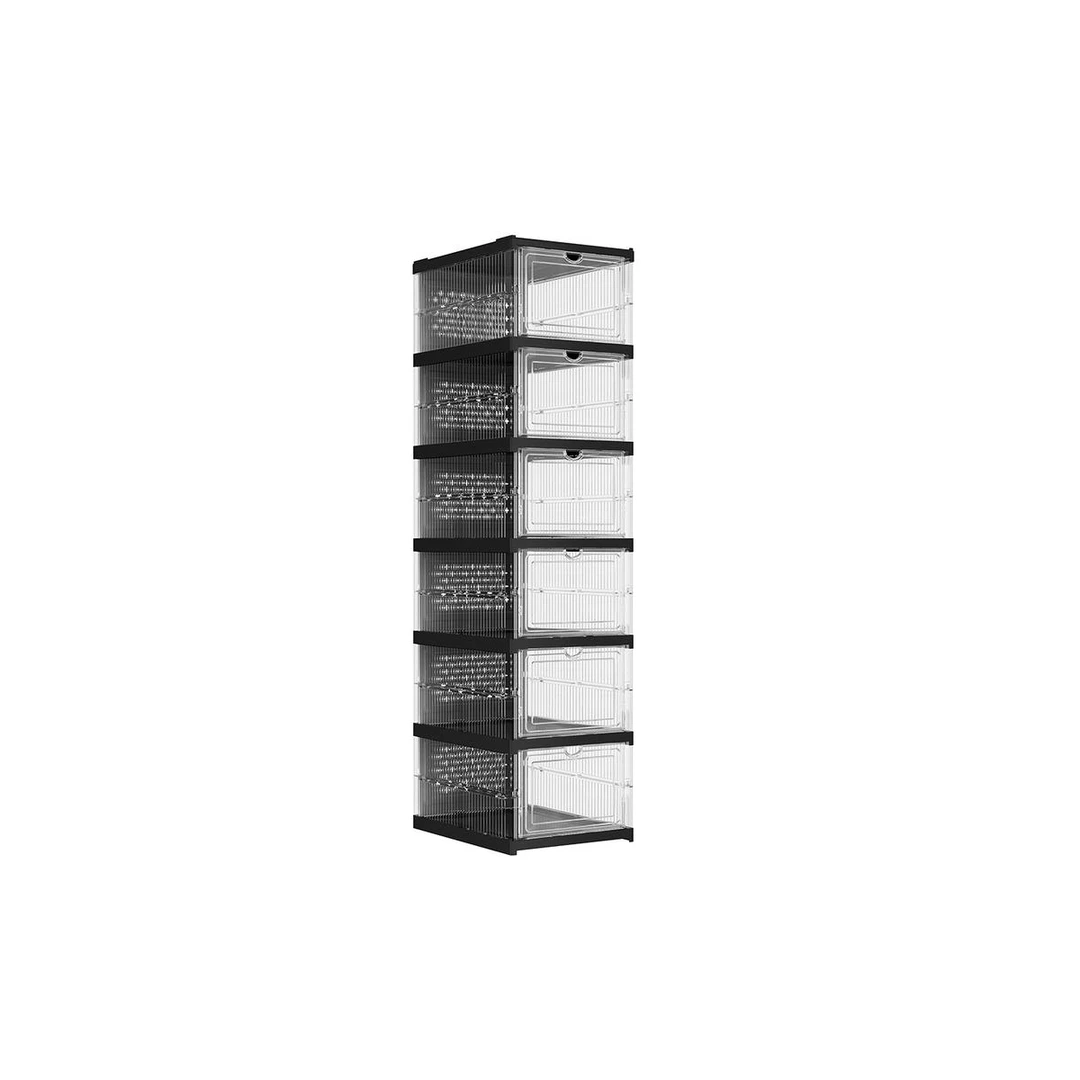 Skaidrį batų spintelė 35,5x25,5x105cm., juodos spalvos - Batų dėžės, stovai