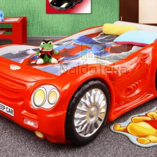 Mėlyna, raudona, balta arba geltona lova su šviečiančiomis lempomis