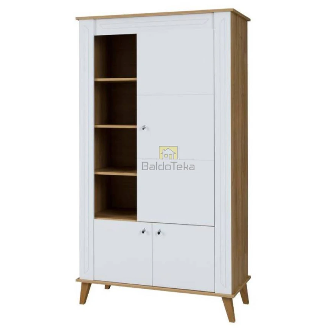 Stilinga spintelė su akrilo fasadais ir natūraliomis kojelėmis