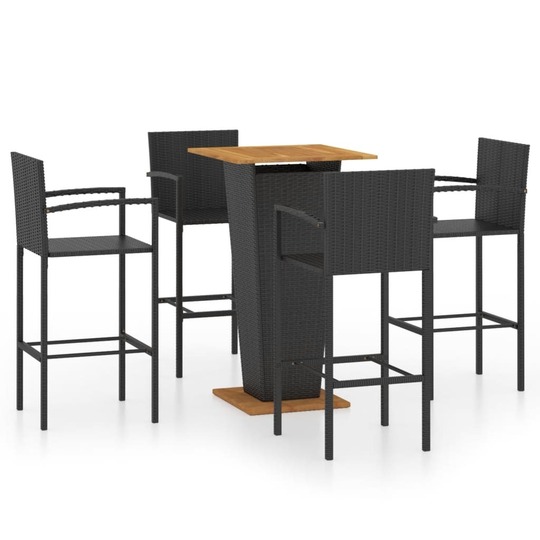 Sodo baro baldų komplektas, 5 dalių, juodos spalvos - Lauko baldų komplektai