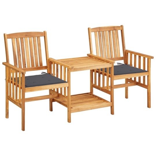 Sodo kėdės su arbatos staliuku ir pagalvėlėmis, akacija, antracitas - Lauko baldų komplektai
