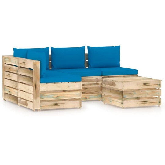Sodo komplektas su pagalvėlėmis, 5 dalių, impregnuota mediena/ - Lauko baldų komplektai