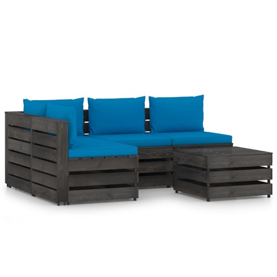 Sodo komplektas su pagalvėlėmis, 5 dalių, /impregnuota mediena/ - Lauko baldų komplektai