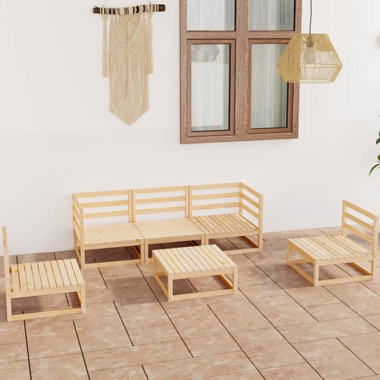 Sodo poilsio baldų komplektas, 6 dalys, pušies medienos masyvas - Lauko baldų komplektai