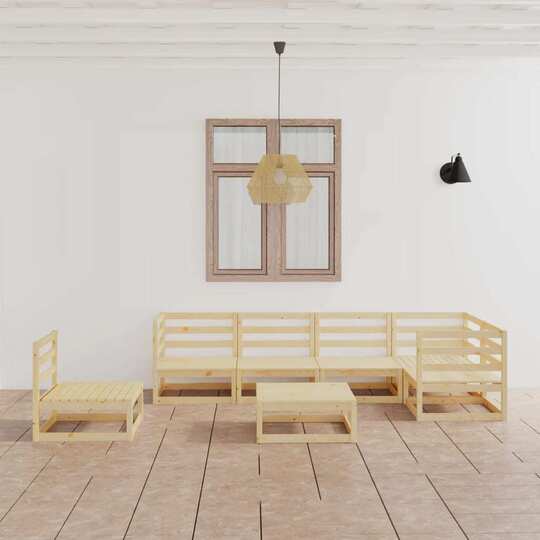 Sodo poilsio baldų komplektas, 7 dalių,.pušies medienos masyvas - Lauko baldų komplektai