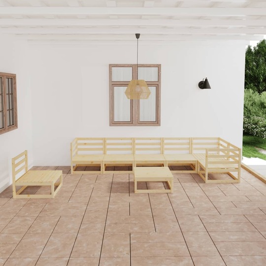 Sodo poilsio baldų komplekto rėmas, 8 dalių, pušies medienos masyvas - Lauko baldų komplektai
