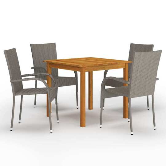 Sodo valgomojo baldų komplektas, 5 dalių, pilkos spalvos kėdės - Lauko baldų komplektai