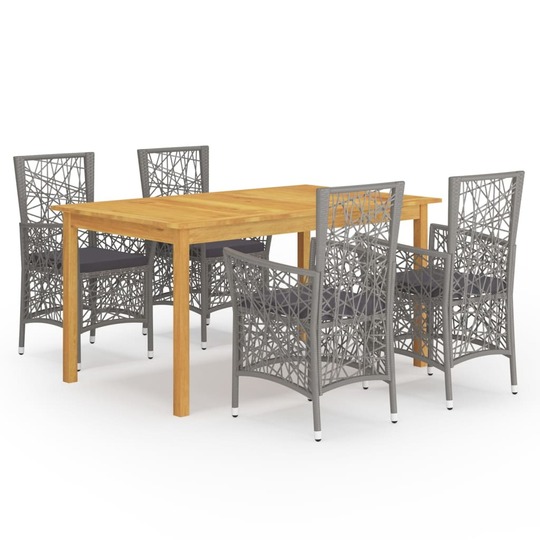 Sodo valgomojo baldų komplektas, 5 dalys, pilkos spalvos kėdės - Lauko baldų komplektai