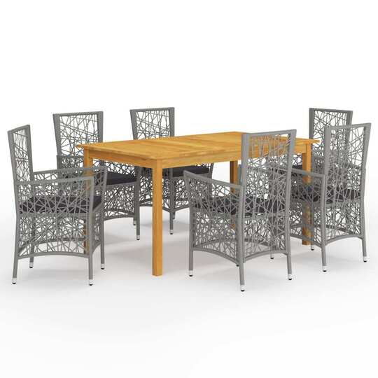 Sodo valgomojo baldų komplektas, 7 dalių, pilkos spalvos kėdės - Lauko baldų komplektai